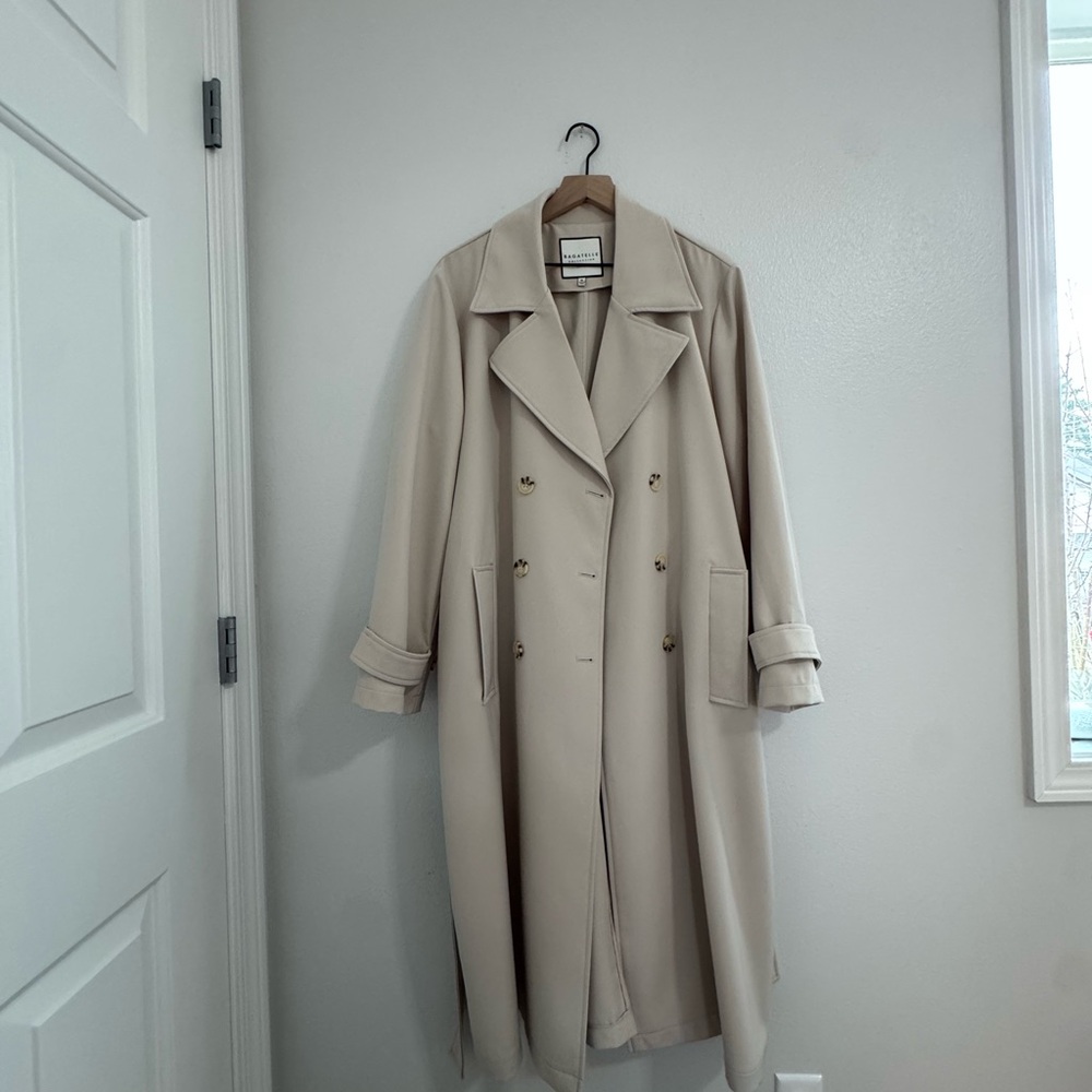 Bagatelle Beige Double-Breasted Trench Coat